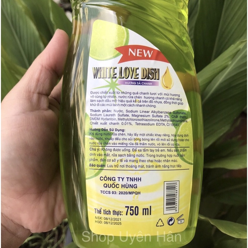 Nước rửa chén bát White Love 750ml ( siêu sạch- an toàn tuyệt đối với da tay)