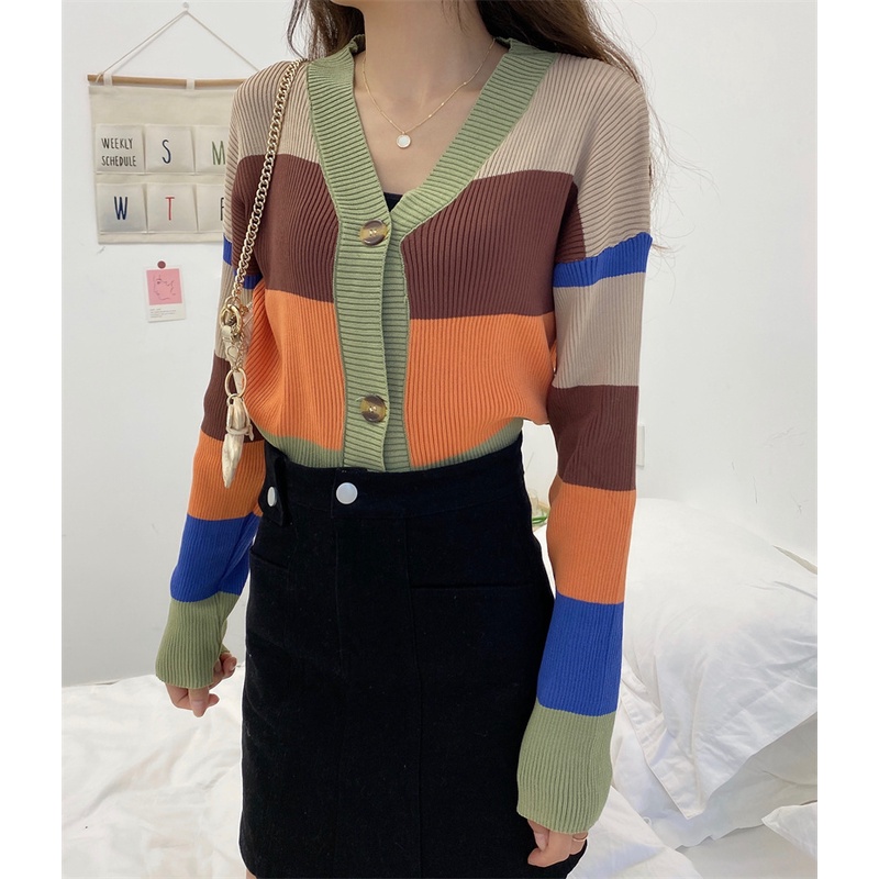 Xiaozhainv Áo Khoác Cardigan Vải Dệt Kim Tay Dài Dáng Rộng Cài Khuy Phong Cách Hàn Quốc Thời Trang | BigBuy360 - bigbuy360.vn