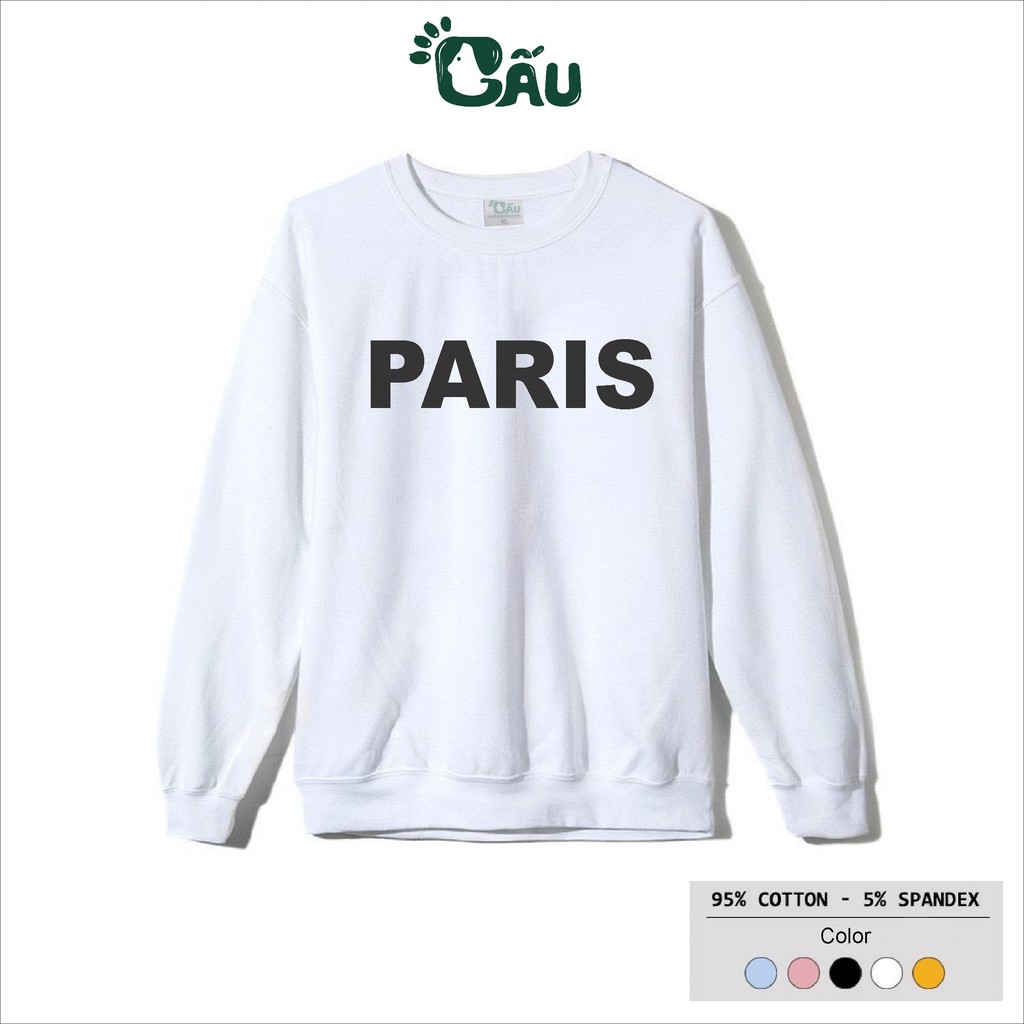 Áo sweater GẤU 194 vải thu đông co dãn, dày dặn mềm mịn form rộng phong cách Uniex - PARIS | BigBuy360 - bigbuy360.vn