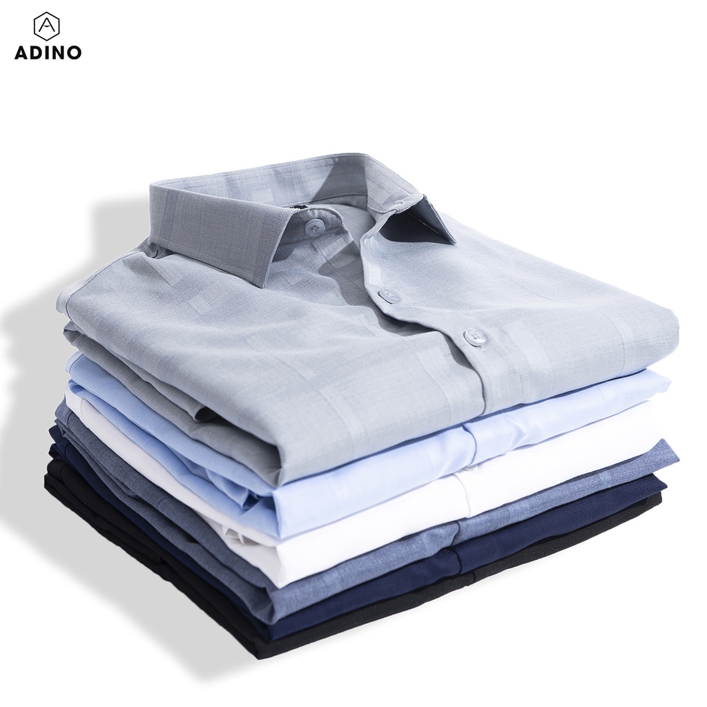 Áo sơ mi nam dài tay ADINO màu tím than kẻ BBR vải sợi sồi modal cao cấp mềm mịn dáng công sở slimfit trẻ trung S237