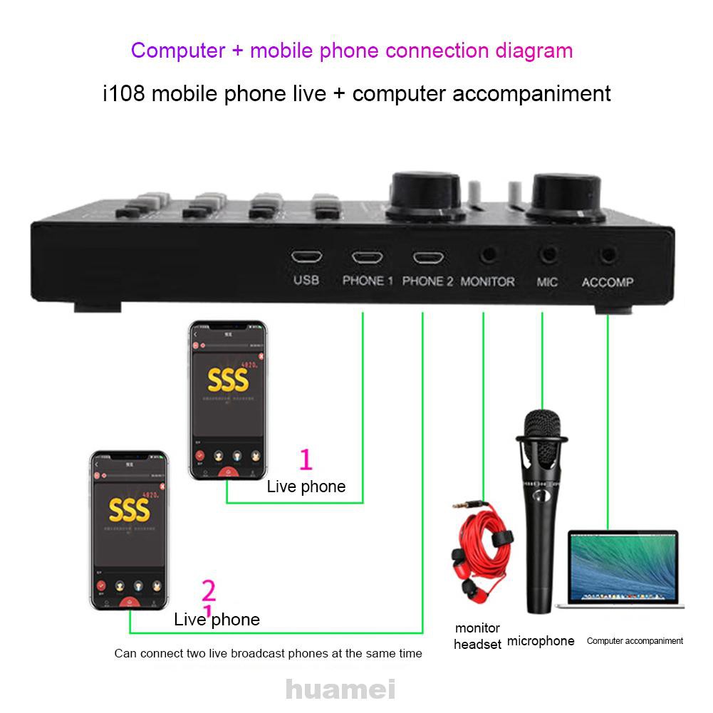 Professional Computer Headphone Volume Control Karaoke Live Streaming Microphone Speaker External Equipment Audio Card