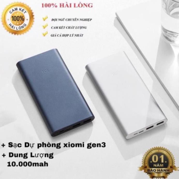 HỘP ĐỰNG Pin Sạc Dự Phòng Xiaomi Gen 3 10.000 mAh Phiên Bản Nâng Cấp Xiaomi Gen 2S - 2 Cổng USB và 1 Type C