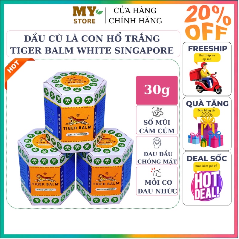 Dầu Cù Là  Con Hổ Tiger Balm Trắng- Nhập Khẩu Singapore 30g