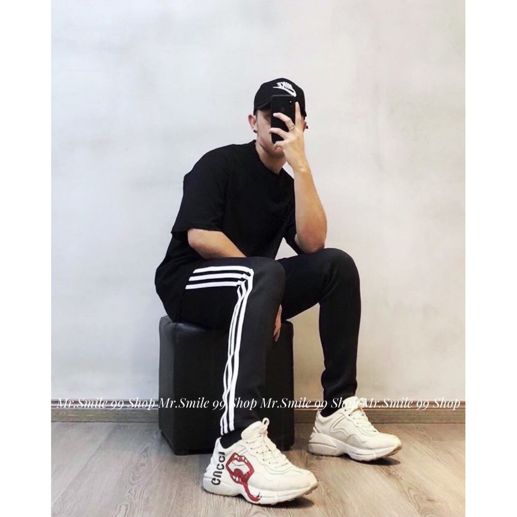 QUẦN THỂ THAO 3 SỌC ĐEN JOGGER NAM NỮ UNISEX 3 SỌC MR SMILE 99 SHOP