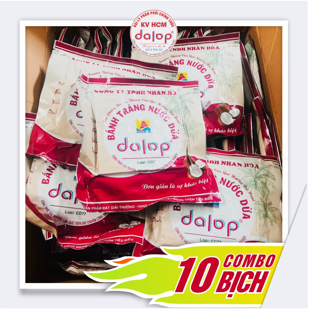 COMBO 10 bịch  bánh tráng nước dừa nướng sẵn Dalop - Bánh mới mỗi ngày - Chính gốc Cty TNHH Nhân Hòa - Bình Định