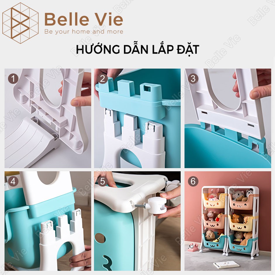 Kệ Để Đồ Nhựa 3 Tầng BELLEVIE Kệ Nhựa Có Bánh Xe Hiện Đại Thông Minh Dễ Dàng Lắp Ráp - KN3T