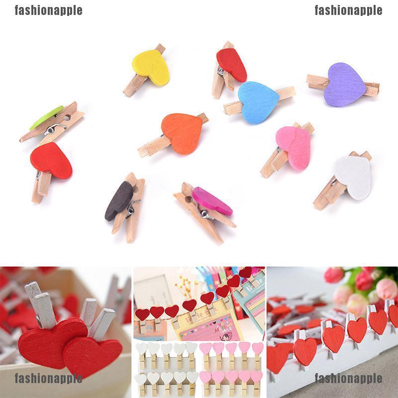 Bộ 20 kẹp gỗ hình trái tim mini dễ thương