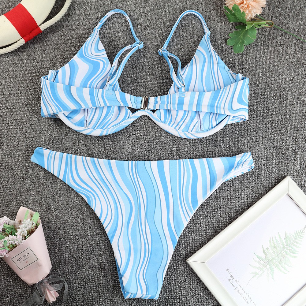 Bộ Bikini Kẻ Sọc Xanh Dương H389 | BigBuy360 - bigbuy360.vn