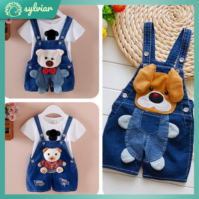 Quần Yếm Jeans In Hình Hoạt Hình Dễ Thương Dành Cho Trẻ Nhỏ