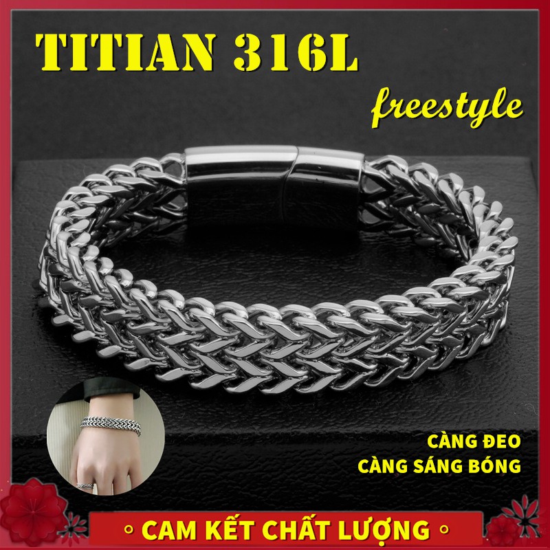Vòng đeo tay/lắc tay nam dây xích bằng thép titan 316L cao cấp khóa cài nam châm an toàn đảm bảo chất lượng