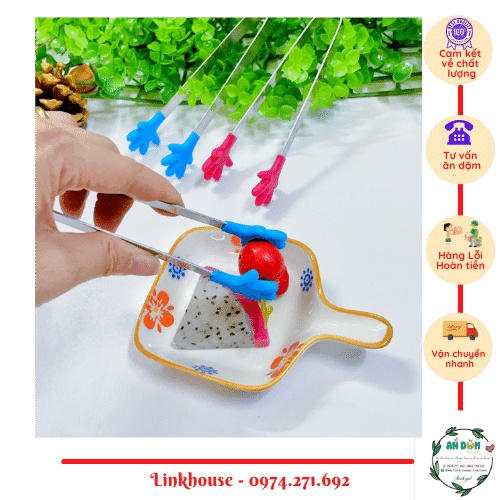 Kẹp Gắp Thức Ăn Bằng Silicon Và Thép Không Gỉ, kẹp hình bàn tay, hình trái tim, hình bao tay