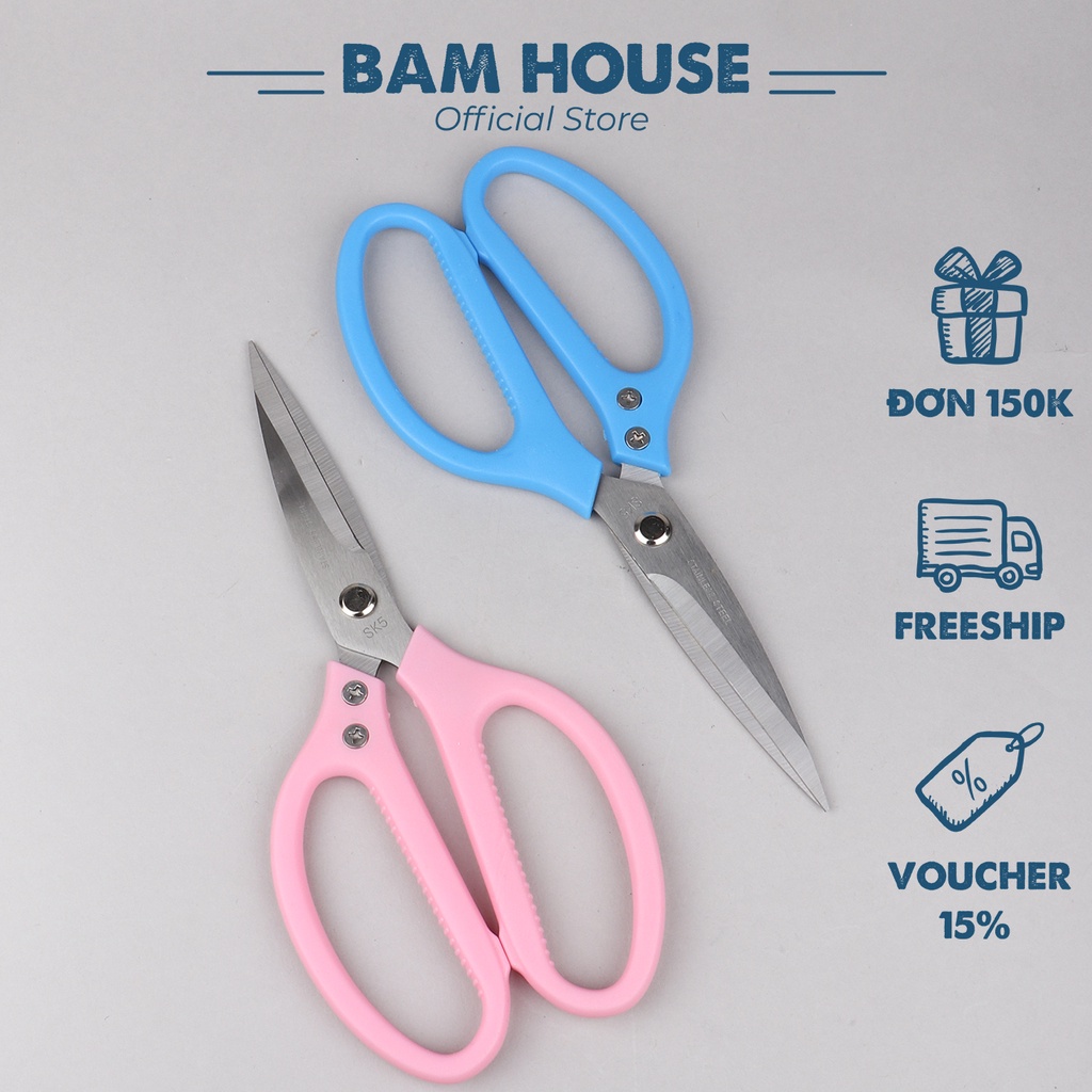 Kéo bếp cán nhựa Bam House thanh mảnh lưỡi thép không ghỉ cao cấp KNM01