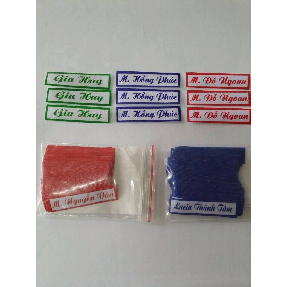 Bảng tên, nhãn tên học sinh, logo công ty vải keo ủi