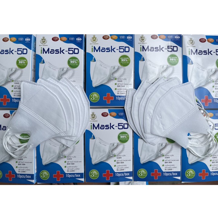 Combo 5 hộp khẩu trang 5D Mask Duy Khánh loại mới hộp đóng 10 cái giúp chống vi khuẩn hiệu quả | BigBuy360 - bigbuy360.vn