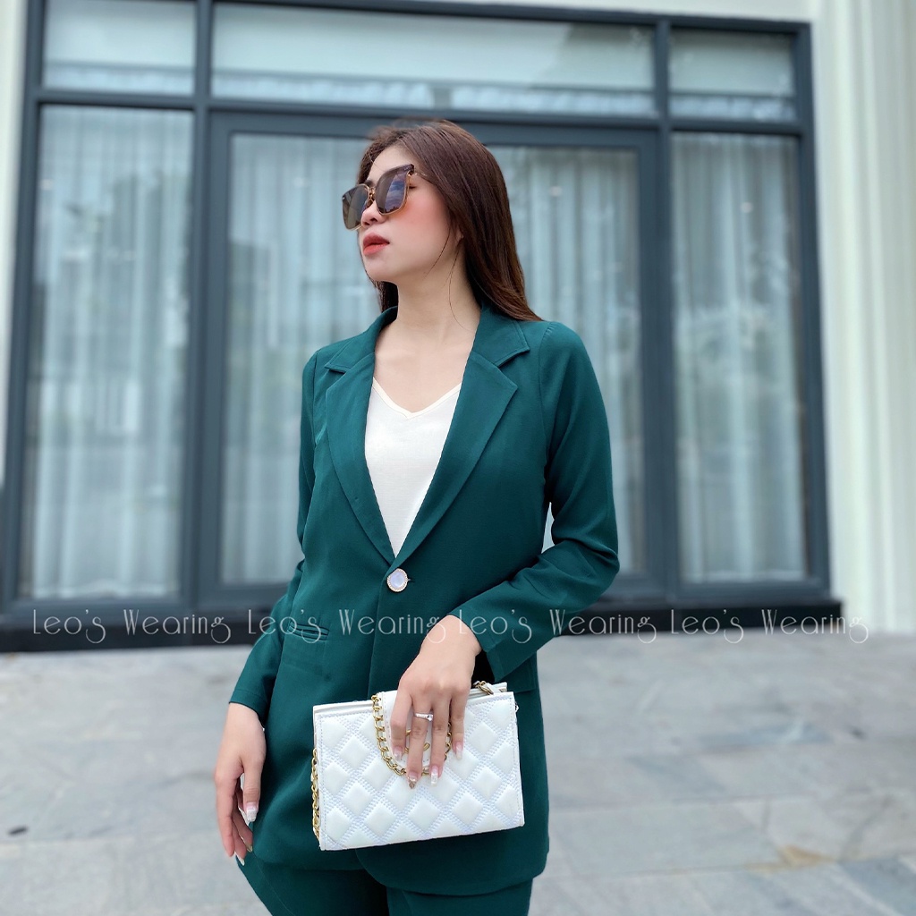 Set áo khoát vest blazer tay dài quần short nữ lưng cao LEOSWEARING Thiết kế thanh lịch mặc văn phòng đi tiệc M41 N19