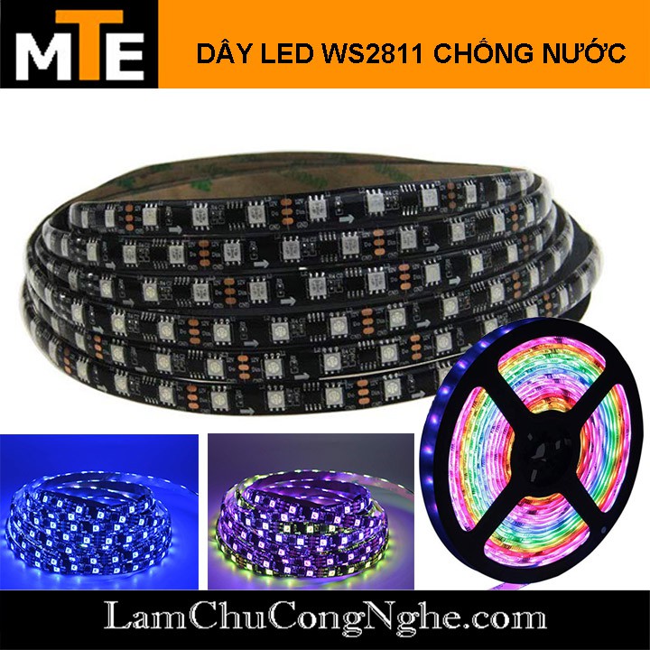 Dây 5 mét LED đổi màu RGB WS2811 12V Loại dán, chống nước IP65 và không chống nước (300 LED)