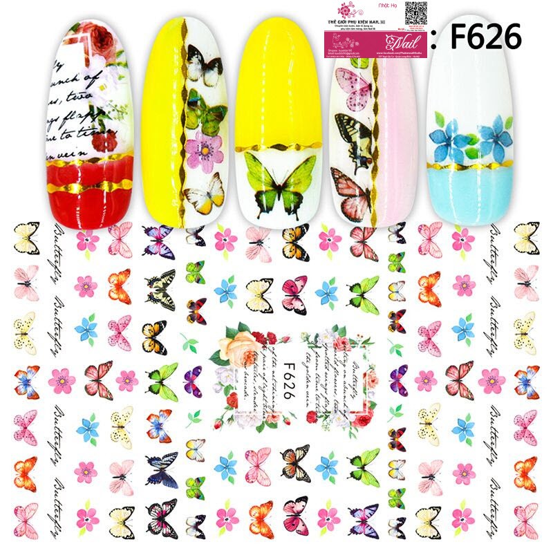 Nail Sticker Mẫu Bướm Tuyệt Đẹp Mới Cho Tình Yêu - Lẻ 1 Cái