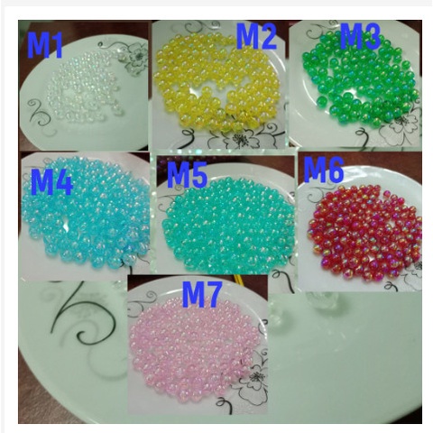 Hạt cườm nhựa nhiều màu ánh cừ lấp lánh có lỗ size 8mm handmade DIY