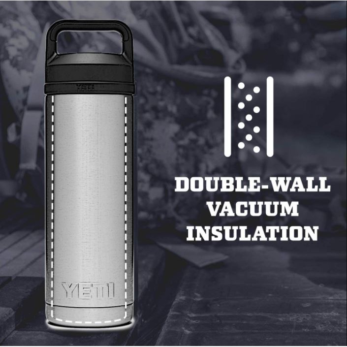 Bình giữ nhiệt YETI Graphite 18oz Cao Cấp Có Chug Cap(532 ml) - Stainless Steel (Thép không gỉ cao cấp) - BILL MĨ