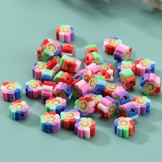 100 Chiếc Hoa Hạt Đất Sét Polymer Hạt Miếng Đệm Hạt DIY Trang Sức Làm