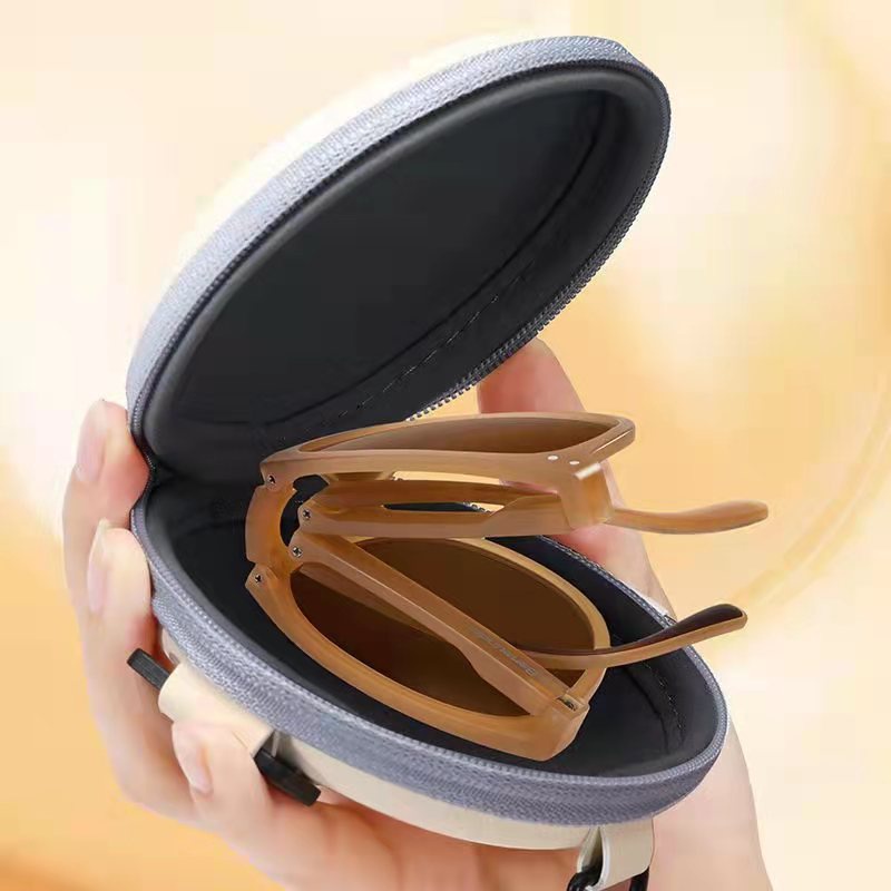 Túi Đựng Mắt Kính Hình Tròn Có Khóa Kéo Màu Trắng Tiện Dụng Mang Theo Du Lịch