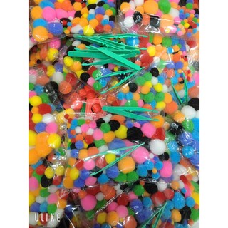200 hạt Pompom tặng kẹp gắp