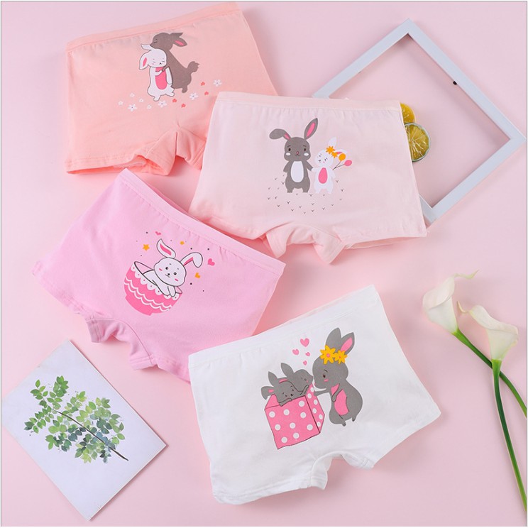 Combo 4 quần chip bé gái hình con vật dễ thương Quần chip đùi cotton C001
