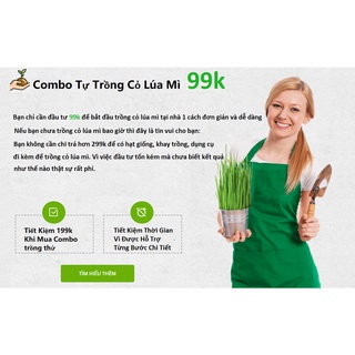Hạt giống cỏ lúa mì + combo trồng cỏ lúa mì và dụng cụ trồng