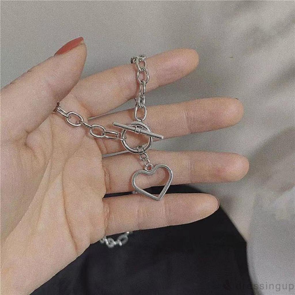 Dây chuyền mặt hình trái tim rỗng màu sắc đơn giản cho nữ