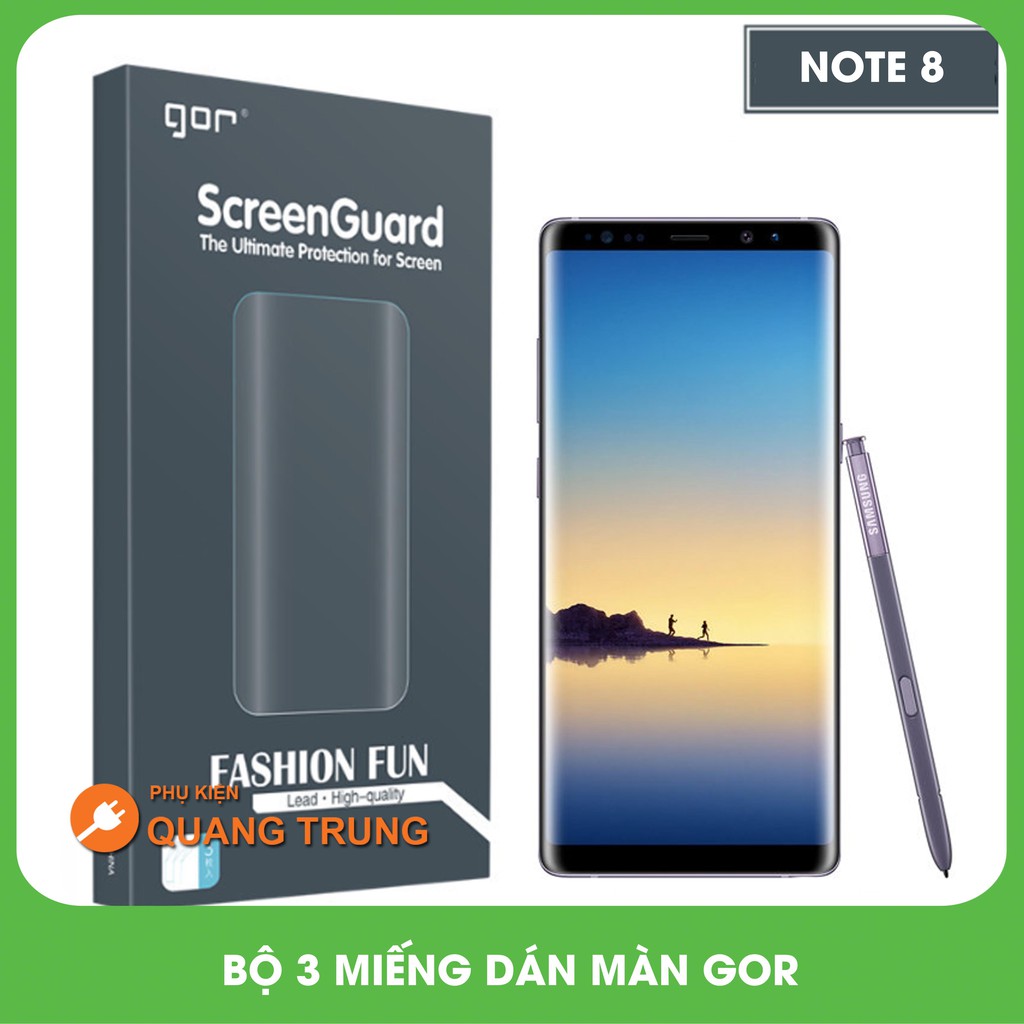 Bộ 3 miếng dán màn hình gor dành cho galaxy Note8 ( 3 miếng dán trước và dán carbon)