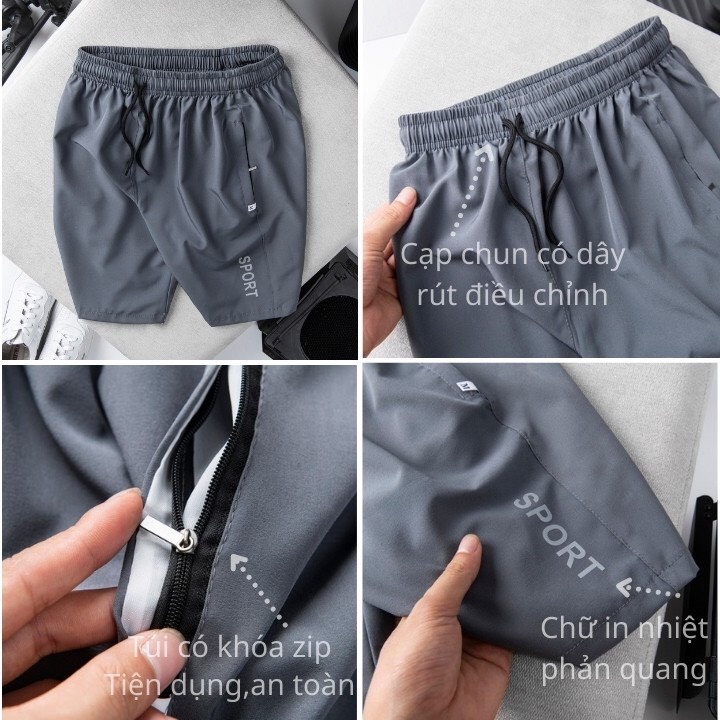 Quần short nam thể thao vải gió cao cấp co giãn mặc nhà QS05