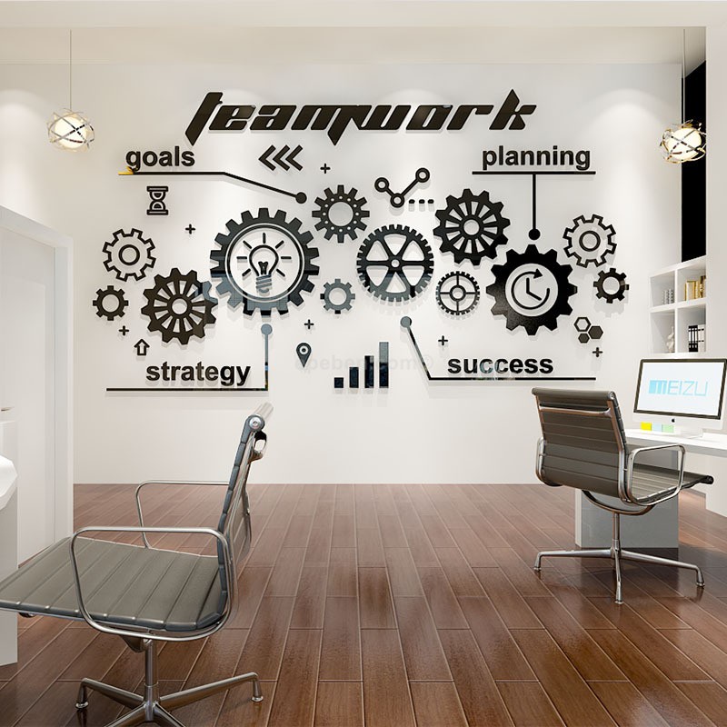 Tranh dán tường mica 3d decor khổ lớn văn phòng làm việc nhóm tranh mica 3d trang trí Nhiều Size - EPeBen