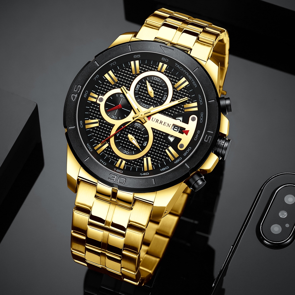 CURREN Luxury Men Business Quartz Watches Stainless Steel Man Chronograph Calandar Six Points Army Military Wrist Watch