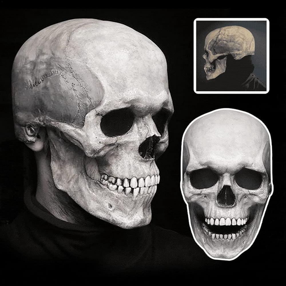 Halloween Mặt Nạ Skull Chết Nắp Trang Trí Trang Trí Halloween Di Động Miệng Nâu.