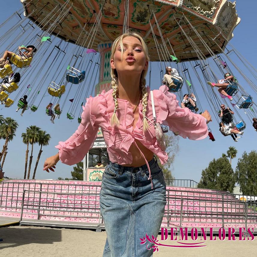 Áo Cardigan Tay Dài Cổ Tròn Nhún Bèo Màu Trơn Thời Trang Cho Nữ