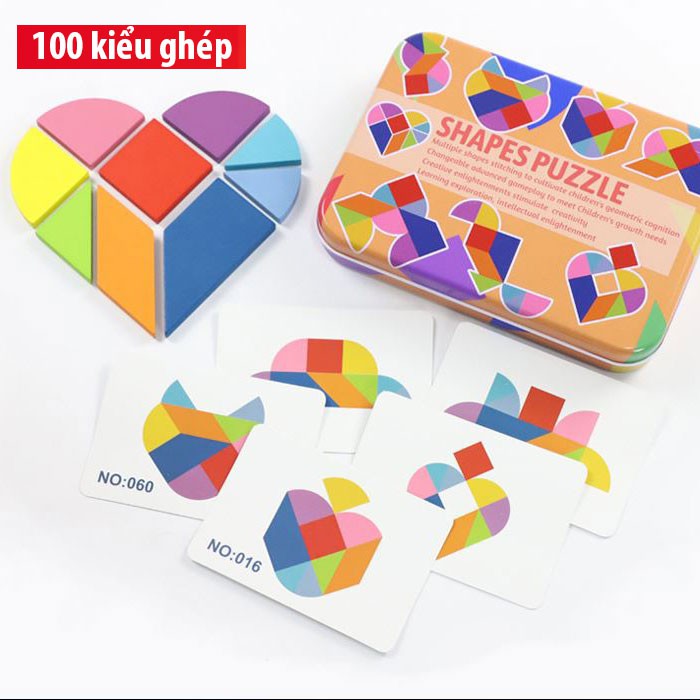 Đồ Chơi Trẻ Em Bộ Tranh Ghép Hình Montessori Fun Board Rèn Kỹ Năng Khéo Léo, Tư Duy Cho Bé  Hộp Trái tim Woodentoys