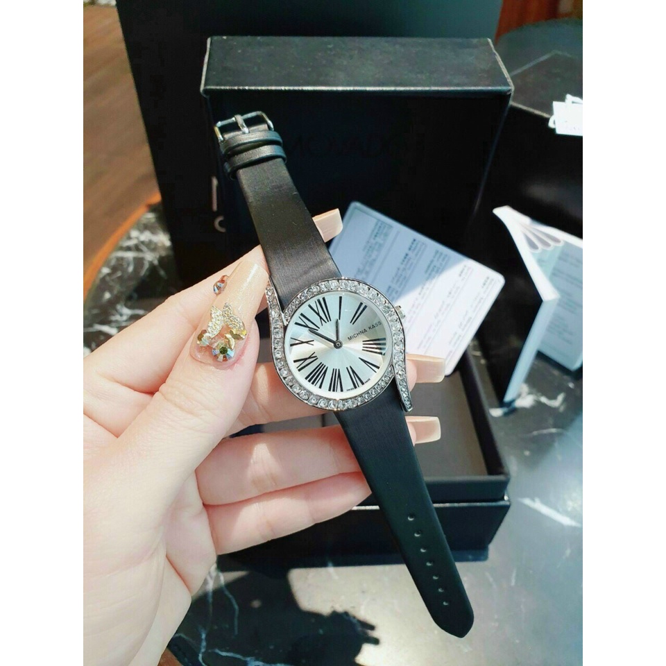 Đồng hồ nữ dây da, đồng hồ đeo tay nữ MICHNA KASS viền đá cao cấp, chống thấm nước, thời trang mới nhất, giá siêu rẻ