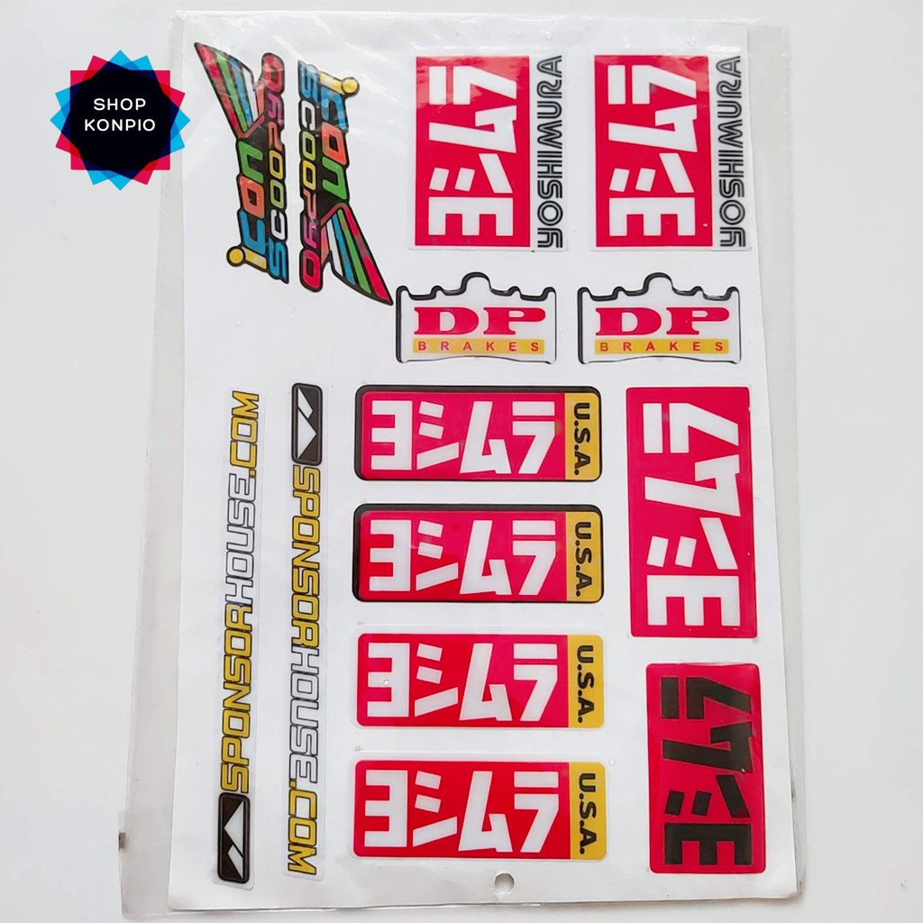 Bộ Tem Sticker Yoshimura Cao Cấp Dán Xe Máy, Ô Tô, Mũ Bảo Hiểm, Chống Thấm Nước, Chống Bay Màu