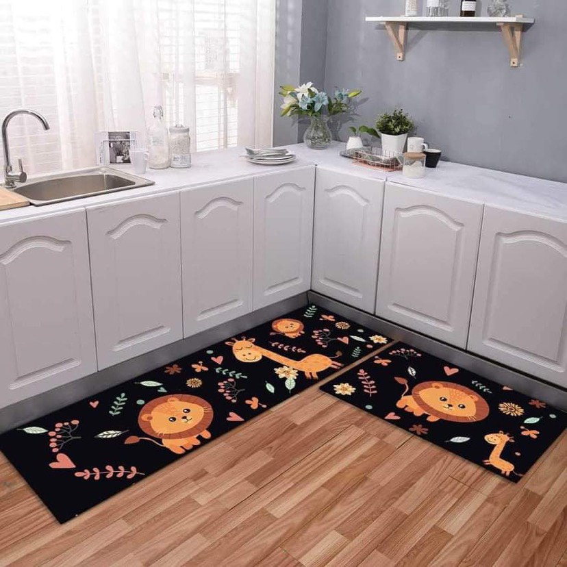 Bộ 2 thảm nhà bếp siêu thấm nước chống trơn trượt (2 thảm 40*60cm &amp; 40*120cm)