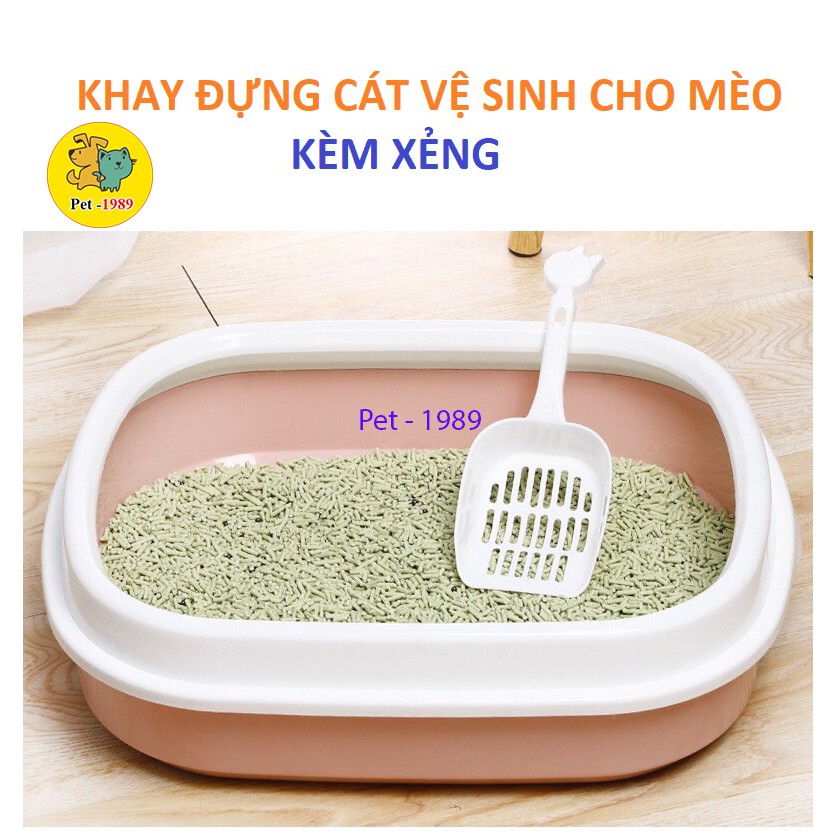 KHAY VỆ SINH CHO MÈO - KHAY ĐỰNG CÁT VỆ SINH CHO MÈO KÈM XẺNG - THAU CÁT VỆ SINH CHO MÈO Pet - 1989