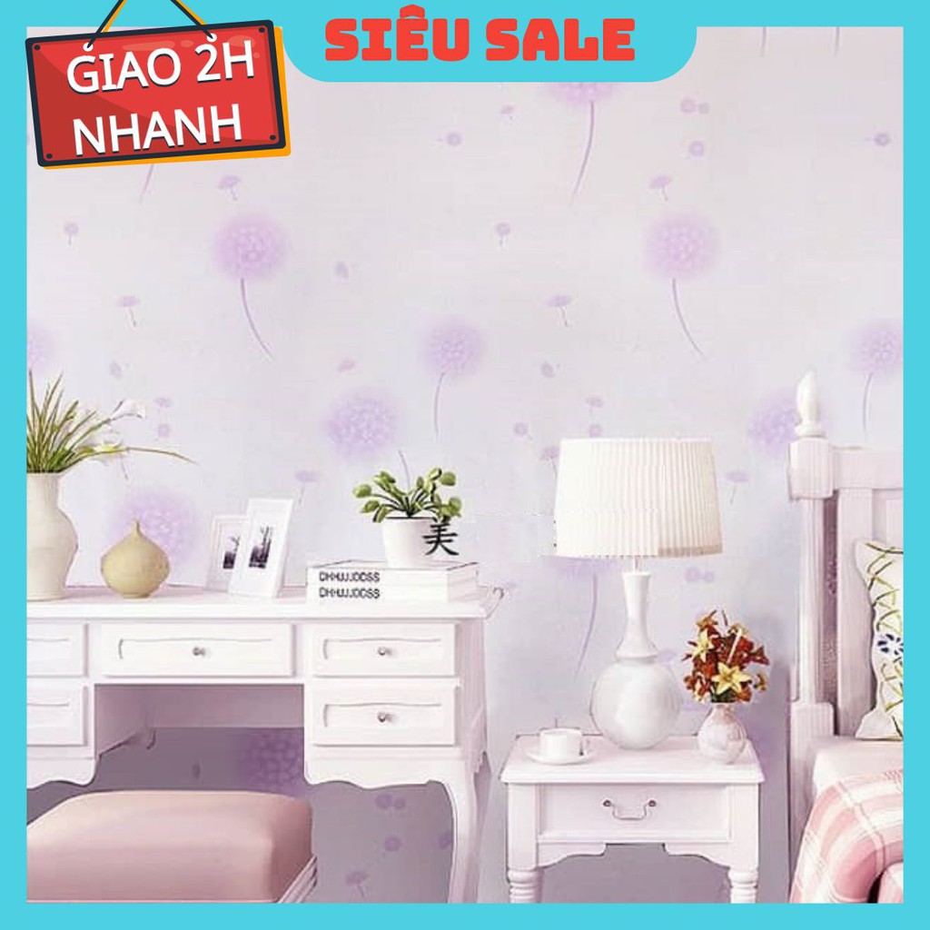 Giấy Dán Tường Hoa Bồ Công Anh Tím Có Keo Sẵn cuộn 10M x 45cm