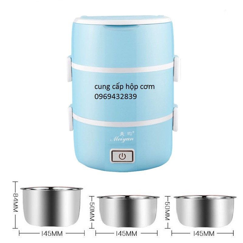 Hộp cơm hâm nóng cắm điện đa năng 3 tầng Inox Meiyun Xanh | BigBuy360 - bigbuy360.vn
