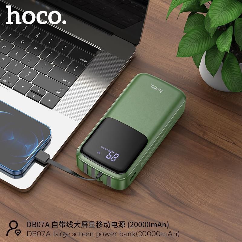 Sạc dự phòng 20.000 mAh Hoco DB07A tích hợp cáp sạc (Micro,Type-C,Iphone,USB) (Chính hãng, BH 1 năm)