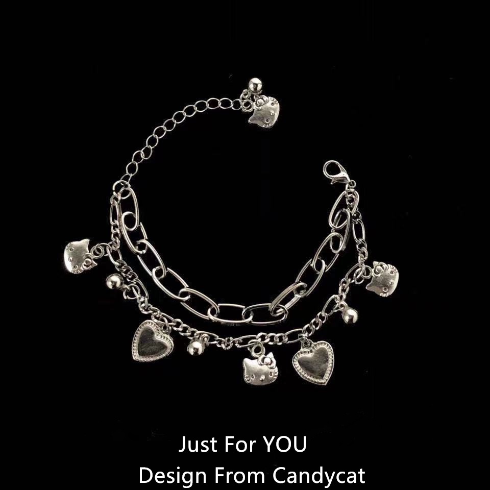 Vòng tay thép titan mặt hình Hello kitty đáng yêu