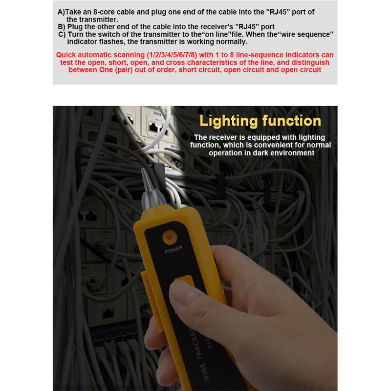 Thiết Bị Kiểm Tra Đường Dây Cáp Lan Cat5 Cat6 RJ11 RJ45 Utp Điện Thoại