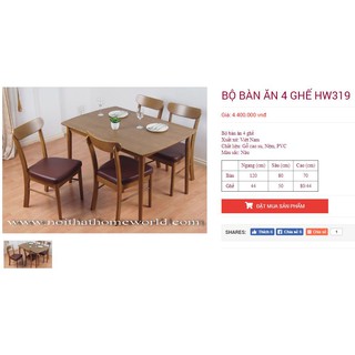 Bộ bàn ăn 4 ghế Chonoithat HW319