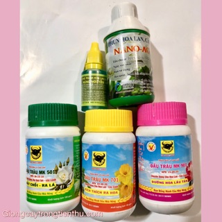 Combo-5 lọ phân bón,chế phẩm,thuốc phòng trị nấm,vi rút,vi khuẩn cho lan và cây cảnh