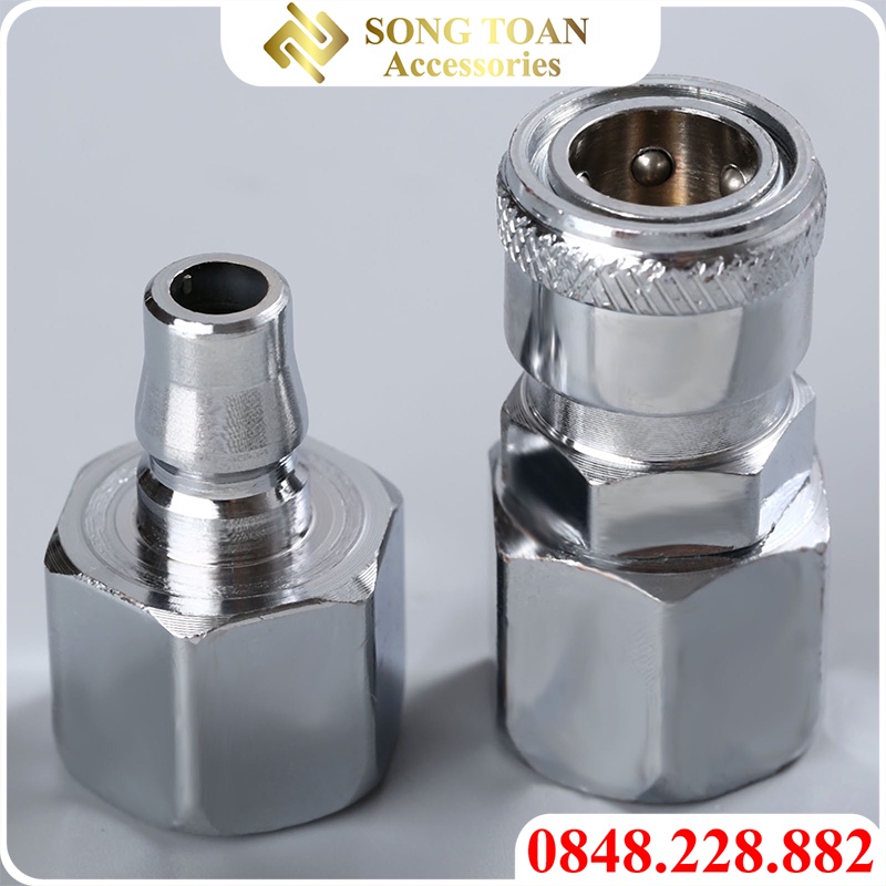 Bộ Khớp Nối Trục Bi & Nối Nhanh Ổ Bi Đầu Đực Cái  - Kết Nối Ren Trong  - Bằng Thép Mạ Crom