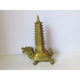 Rùa đầu rồng cõng tháp văn xương cao 16 cm dài 12 cm - Vật phẩm phong thủy