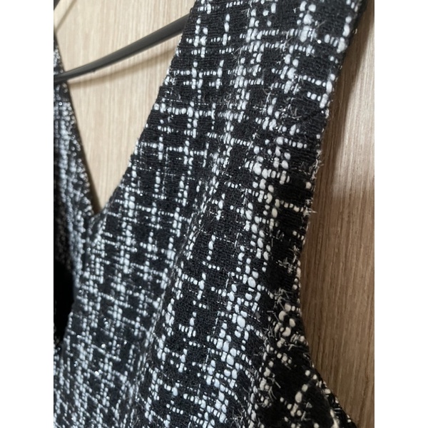 Đầm tweed đen trắng